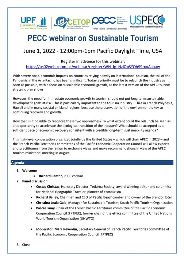 Séminaire — Connectivité et relance du tourisme post-COVID